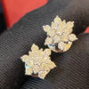 Pave 1.10 Cts Round Brilliant Cut Natural Diamonds Stud Earrings In 585 14K Gold