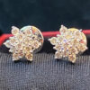 Pave 1.10 Cts Round Brilliant Cut Natural Diamonds Stud Earrings In 585 14K Gold