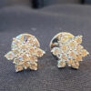 Pave 1.10 Cts Round Brilliant Cut Natural Diamonds Stud Earrings In 585 14K Gold