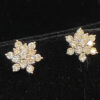 Pave 1.10 Cts Round Brilliant Cut Natural Diamonds Stud Earrings In 585 14K Gold