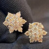 Pave 1.10 Cts Round Brilliant Cut Natural Diamonds Stud Earrings In 585 14K Gold