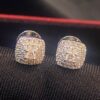 Pave 0.72 Carats Round Brilliant Cut Diamonds Halo Stud Earrings In 585 14K Gold