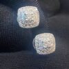 Pave 0.72 Carats Round Brilliant Cut Diamonds Halo Stud Earrings In 585 14K Gold