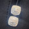 Pave 0.72 Carats Round Brilliant Cut Diamonds Halo Stud Earrings In 585 14K Gold