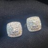 Pave 0.72 Carats Round Brilliant Cut Diamonds Halo Stud Earrings In 585 14K Gold