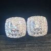 Pave 0.72 Carats Round Brilliant Cut Diamonds Halo Stud Earrings In 585 14K Gold