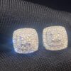 Pave 0.72 Carats Round Brilliant Cut Diamonds Halo Stud Earrings In 585 14K Gold
