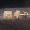Pave 0.72 Carats Round Brilliant Cut Diamonds Halo Stud Earrings In 585 14K Gold