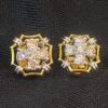 Stunning 1 Carats Round Brilliant Cut Natural Diamonds Stud Earrings In 18K Gold