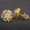 E-650 (10) Pave 1.32 Cts Round Baguette Cut Natural Diamonds Stud Earrings In 585 14K Gold