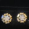 E-650 (8) Pave 1.32 Cts Round Baguette Cut Natural Diamonds Stud Earrings In 585 14K Gold