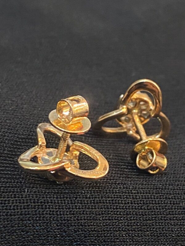 E-651 (12) Pave 0.54 Cts Round Brilliant Diamonds Pressure Setting Stud Earrings 14K Gold