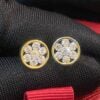 E-659 (10) Pave 1.10 Cts Round Brilliant Cut Diamonds Floral Stud Earrings In 750 18K Gold