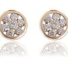 E-659 (13) Pave 1.10 Cts Round Brilliant Cut Diamonds Floral Stud Earrings In 750 18K Gold
