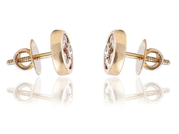E-659 (15) Pave 1.10 Cts Round Brilliant Cut Diamonds Floral Stud Earrings In 750 18K Gold