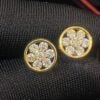 E-659 (2) Pave 1.10 Cts Round Brilliant Cut Diamonds Floral Stud Earrings In 750 18K Gold