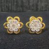 E-663 (7) Stunning 0.38 Cts Round Brilliant Cut Diamonds Floral Stud Earrings In 18K Gold