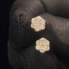 Pave 0.66 Carats Round Brilliant Cut Diamonds Pressure Stud Earrings In 14K Gold