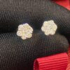 Pave 0.66 Carats Round Brilliant Cut Diamonds Pressure Stud Earrings In 14K Gold