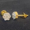 Pave 0.66 Carats Round Brilliant Cut Diamonds Pressure Stud Earrings In 14K Gold