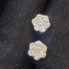 Pave 0.66 Carats Round Brilliant Cut Diamonds Pressure Stud Earrings In 14K Gold
