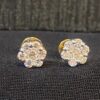 Pave 0.66 Carats Round Brilliant Cut Diamonds Pressure Stud Earrings In 14K Gold