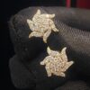 Pave 0.95 Carats Round Brilliant Cut Diamonds Sun Rays Stud Earrings In 18K Gold