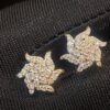 Pave 0.95 Carats Round Brilliant Cut Diamonds Sun Rays Stud Earrings In 18K Gold