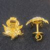 Pave 0.95 Carats Round Brilliant Cut Diamonds Sun Rays Stud Earrings In 18K Gold