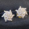 Pave 0.95 Carats Round Brilliant Cut Diamonds Sun Rays Stud Earrings In 18K Gold