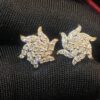 Pave 0.95 Carats Round Brilliant Cut Diamonds Sun Rays Stud Earrings In 18K Gold