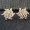 Pave 0.95 Carats Round Brilliant Cut Diamonds Sun Rays Stud Earrings In 18K Gold