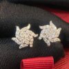 Pave 0.95 Carats Round Brilliant Cut Diamonds Sun Rays Stud Earrings In 18K Gold