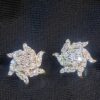 Pave 0.95 Carats Round Brilliant Cut Diamonds Sun Rays Stud Earrings In 18K Gold
