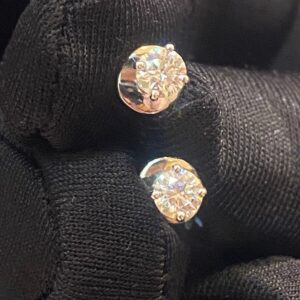 E-673 (1) GIA Certified 0.60 Cts F/VS1 Natural Diamonds 4-Prong Stud Earrings In 18K Gold