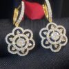Pave 1.22 Cts Round Brilliant Cut Natural Diamonds Dangle Earrings In 14K Gold