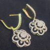 Pave 1.22 Cts Round Brilliant Cut Natural Diamonds Dangle Earrings In 14K Gold