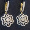 Pave 1.22 Cts Round Brilliant Cut Natural Diamonds Dangle Earrings In 14K Gold