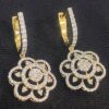 Pave 1.22 Cts Round Brilliant Cut Natural Diamonds Dangle Earrings In 14K Gold