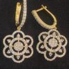 Pave 1.22 Cts Round Brilliant Cut Natural Diamonds Dangle Earrings In 14K Gold