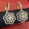Pave 1.22 Cts Round Brilliant Cut Natural Diamonds Dangle Earrings In 14K Gold