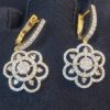 Pave 1.22 Cts Round Brilliant Cut Natural Diamonds Dangle Earrings In 14K Gold