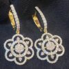Pave 1.22 Cts Round Brilliant Cut Natural Diamonds Dangle Earrings In 14K Gold
