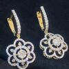 Pave 1.22 Cts Round Brilliant Cut Natural Diamonds Dangle Earrings In 14K Gold