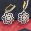 Pave 1.22 Cts Round Brilliant Cut Natural Diamonds Dangle Earrings In 14K Gold
