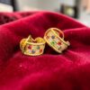 1.10 Carats Round F/VS1 Diamonds Ruby Sapphire Emerald Huggie Earrings 18K Gold