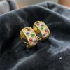 1.10 Carats Round F/VS1 Diamonds Ruby Sapphire Emerald Huggie Earrings 18K Gold