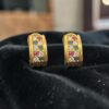 1.10 Carats Round F/VS1 Diamonds Ruby Sapphire Emerald Huggie Earrings 18K Gold