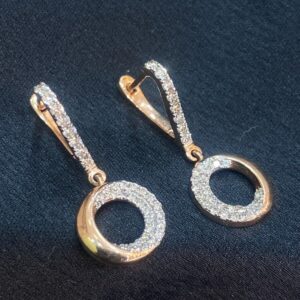 E-710 (1) Stunning 0.95 Cts Round Brilliant Cut Diamonds Dangle Drop Earrings In 14K Gold