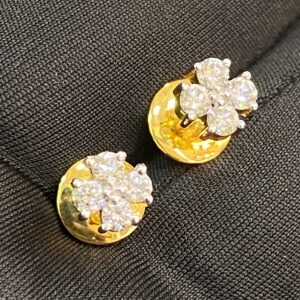 Real 0.72 Cts Round Brilliant Natural Diamonds 6.96 MM Stud Earrings In 14K Gold